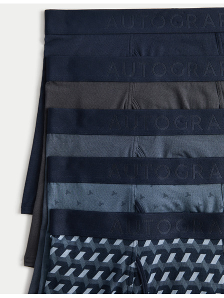 Marks & Spencer Trenky zo zmesi bavlny Supima® a modalu s geometrickými tvarmi, 5 ks Marks & Spencer modrá