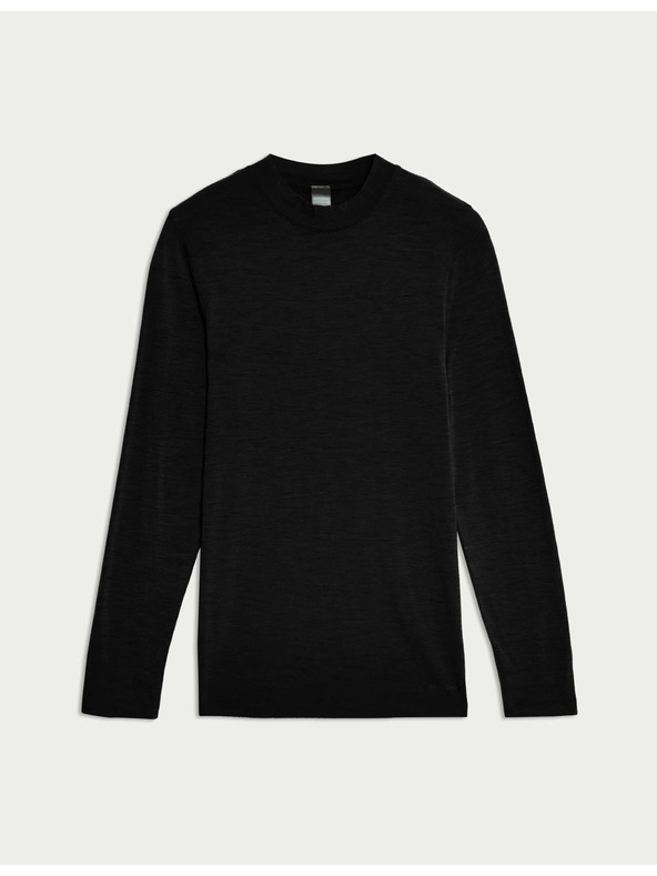 Marks & Spencer Maximálne hrejivé termo tričko s dlhým rukávom a vlnou Merinotec™ Marks & Spencer čierna
