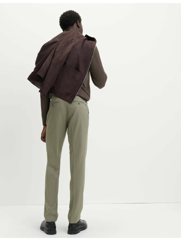 Marks & Spencer Keprové elegantné pružné nohavice úzkeho strihu Marks & Spencer zelená