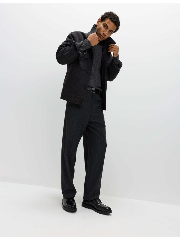 Marks & Spencer Hladké nohavice voľného strihu s jemnými pásikmi Marks & Spencer sivá