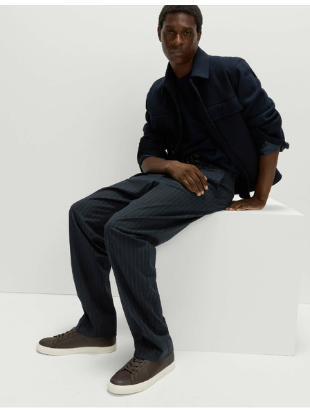 Marks & Spencer Hladké nohavice voľného strihu s jemnými pásikmi Marks & Spencer námorná modrá