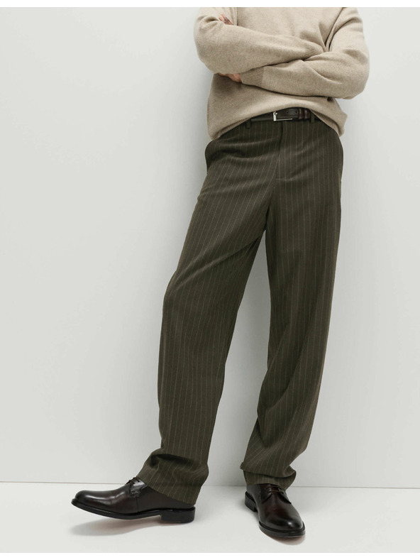 Marks & Spencer Hladké nohavice voľného strihu s jemnými pásikmi Marks & Spencer hnedá