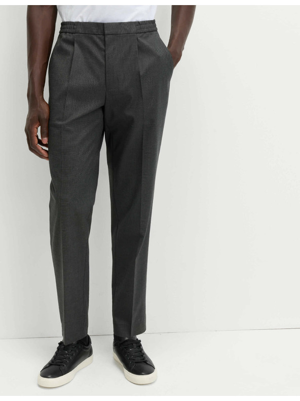 Marks & Spencer Elegantné nohavice s elastickým pásom z bavlnenej zmesi Marks & Spencer sivá