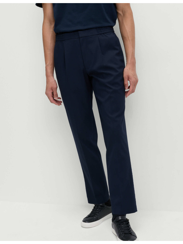 Marks & Spencer Elegantné nohavice s elastickým pásom z bavlnenej zmesi Marks & Spencer námorná modrá
