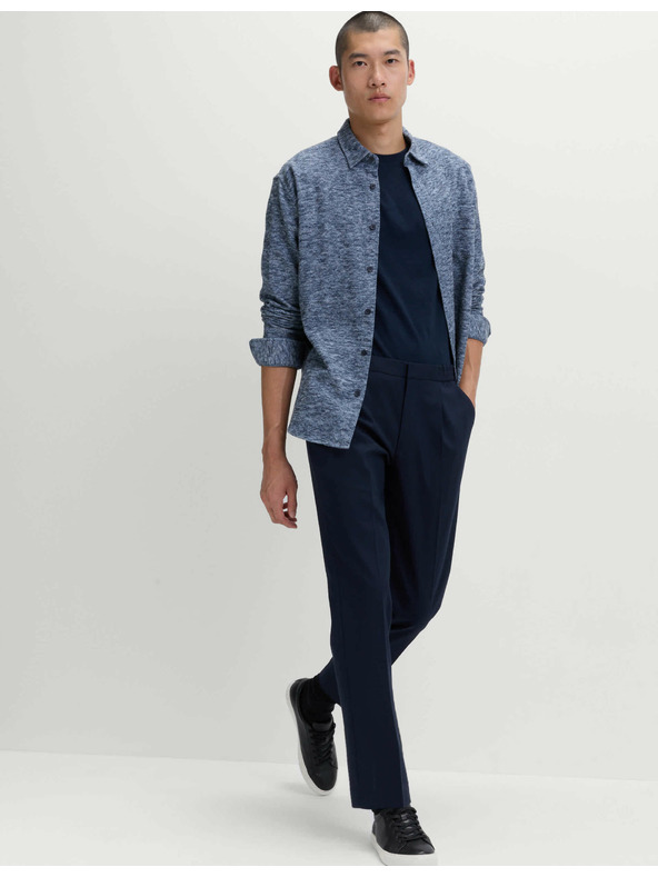 Marks & Spencer Elegantné nohavice s elastickým pásom z bavlnenej zmesi Marks & Spencer námorná modrá