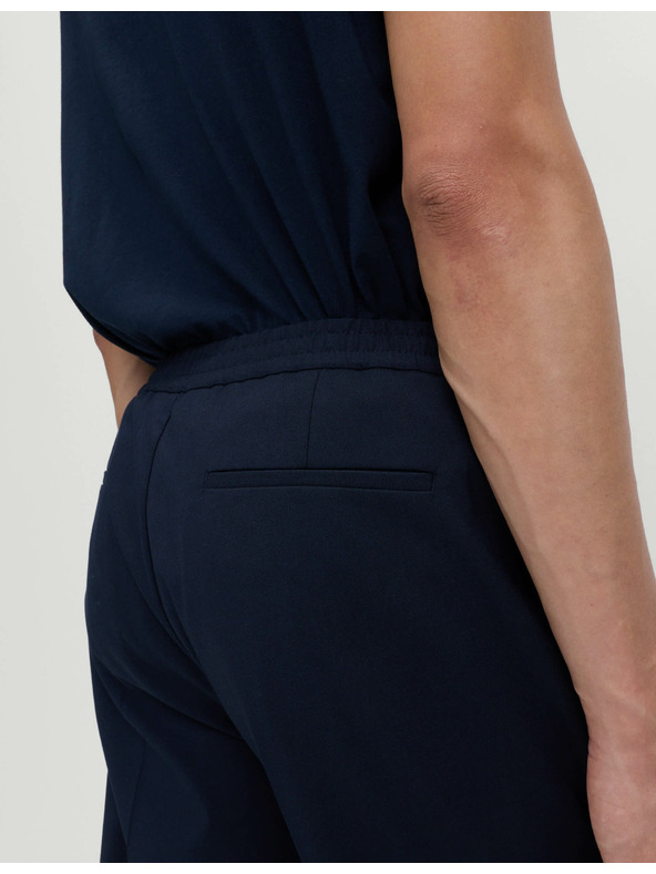 Marks & Spencer Elegantné nohavice s elastickým pásom z bavlnenej zmesi Marks & Spencer námorná modrá