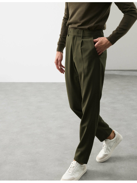 Marks & Spencer Kostýmové nohavice zo zmesi vlny Marks & Spencer zelená