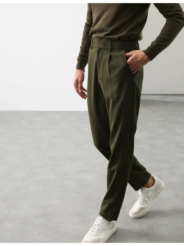 Marks & Spencer Kostýmové nohavice zo zmesi vlny Marks & Spencer zelená