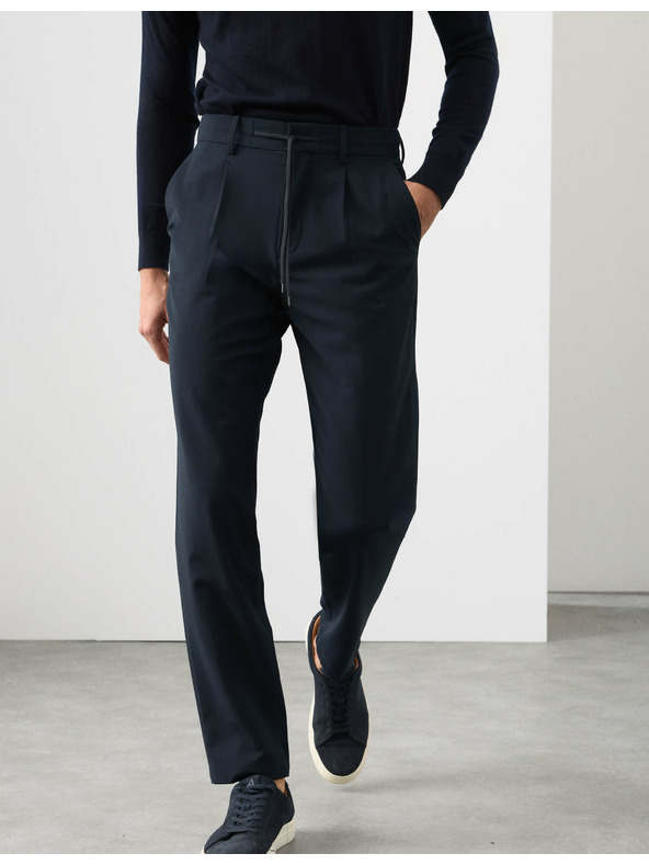 Marks & Spencer Oblekové nohavice zo zmesi vlny Marks & Spencer námorná modrá