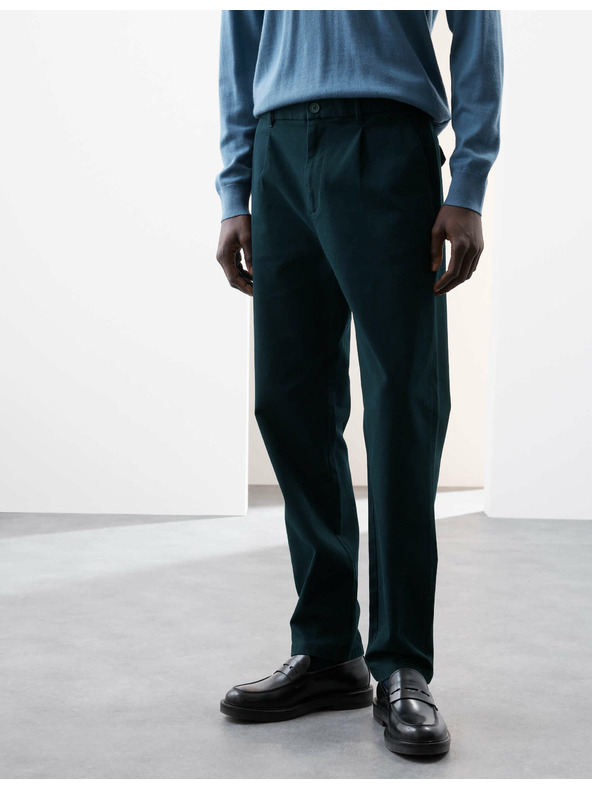 Marks & Spencer Štruktúrované chino nohavice klasického strihu so skladmi Marks & Spencer námorná modrá