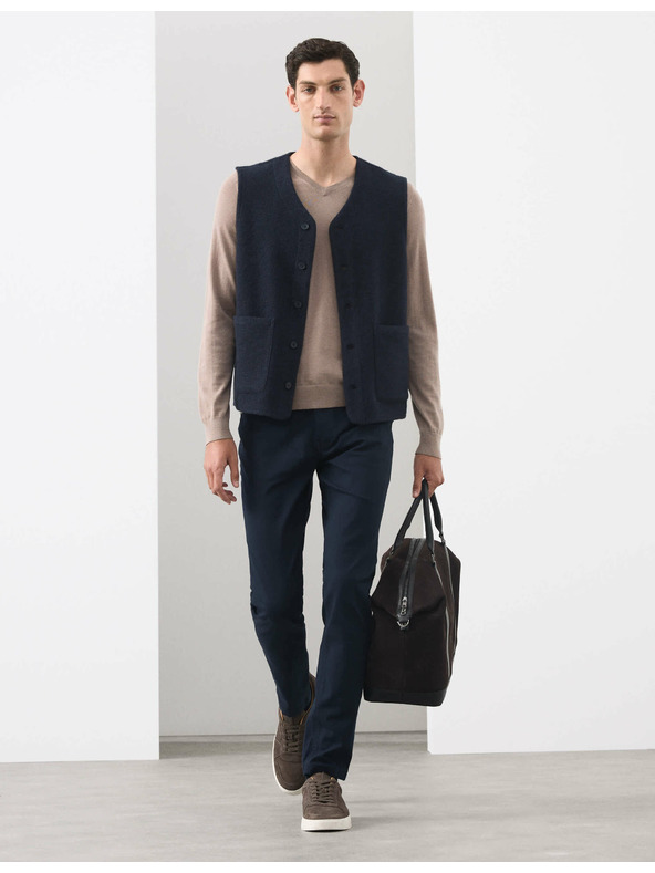 Marks & Spencer Nohavice s 5 vreckami a keprom Marks & Spencer námorná modrá