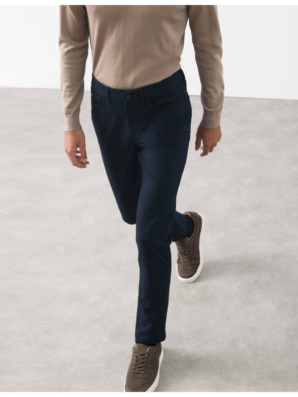 Marks & Spencer Nohavice s 5 vreckami a keprom Marks & Spencer námorná modrá