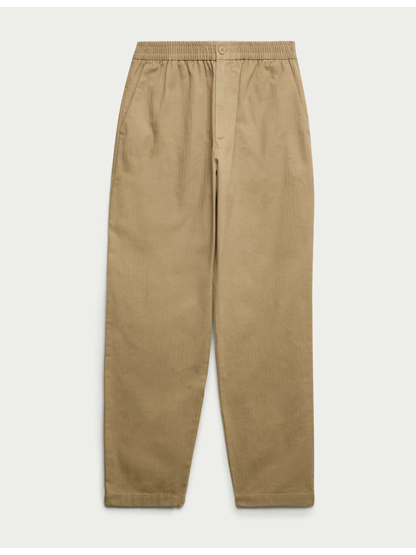 Marks & Spencer Nohavice so vzorom rybacej kosti, z čistej bavlny Marks & Spencer hnedá