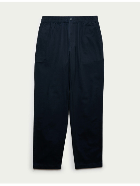 Marks & Spencer Nohavice so vzorom rybacej kosti, z čistej bavlny Marks & Spencer námorná modrá