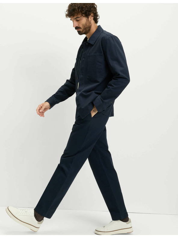 Marks & Spencer Nohavice so vzorom rybacej kosti, z čistej bavlny Marks & Spencer námorná modrá