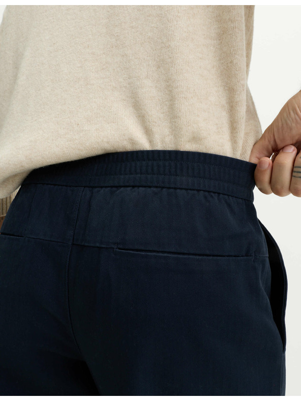 Marks & Spencer Nohavice so vzorom rybacej kosti, z čistej bavlny Marks & Spencer námorná modrá