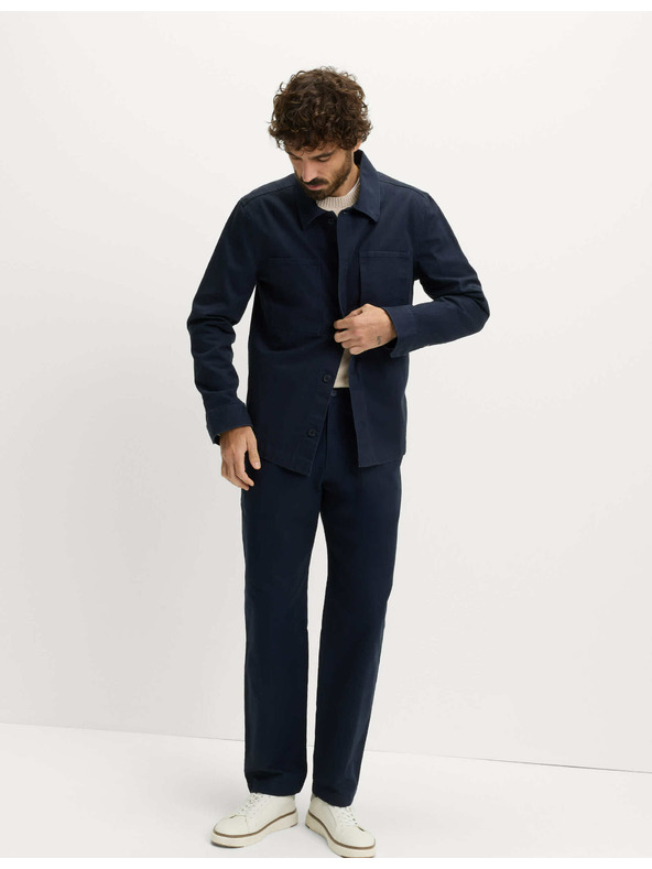 Marks & Spencer Nohavice so vzorom rybacej kosti, z čistej bavlny Marks & Spencer námorná modrá