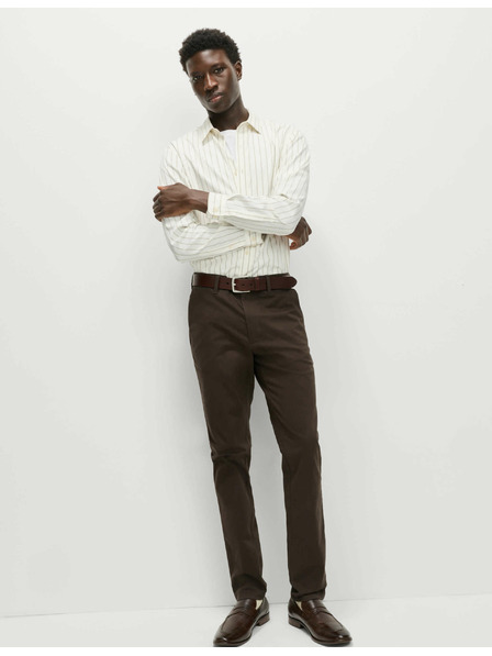 Marks & Spencer Strečové chino nohavice slim fit Marks & Spencer hnedé