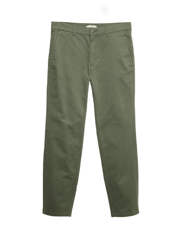 Marks & Spencer Strečové chino nohavice regular fit Marks & Spencer zelené
