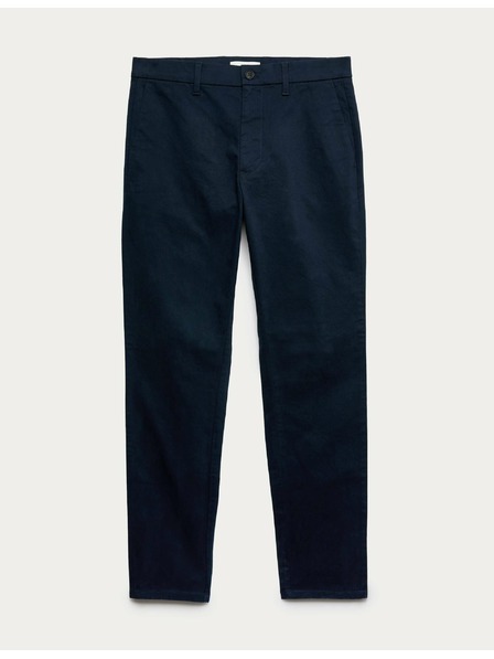 Marks & Spencer Nohavice Marks & Spencer Stretch Chino Slim Fit Pants Navy Blue