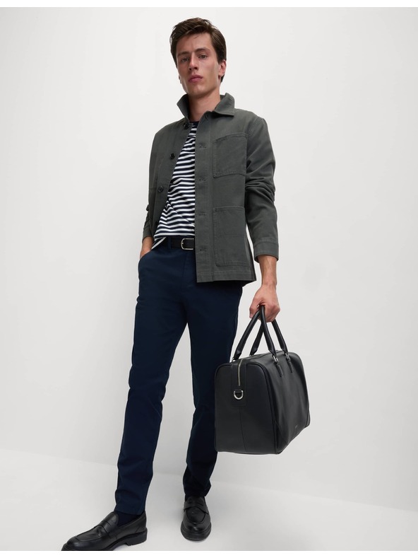 Marks & Spencer Nohavice Marks & Spencer Stretch Chino Slim Fit Pants Navy Blue