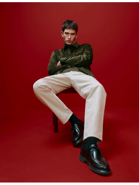 Marks & Spencer Talianske menčestrové nohavice rovného strihu, 5 vreciek Marks & Spencer béžová