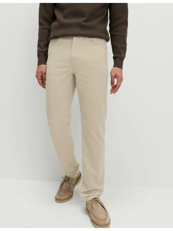 Marks & Spencer Talianske menčestrové nohavice rovného strihu, 5 vreciek Marks & Spencer béžová