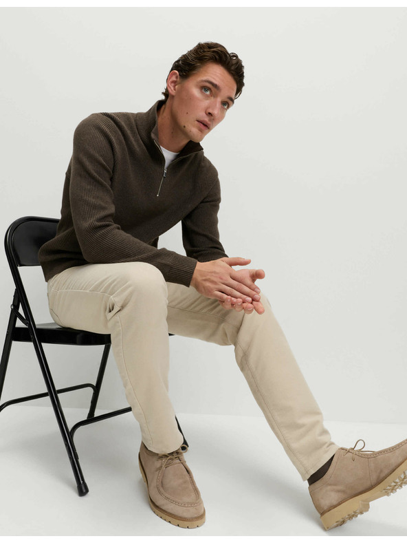 Marks & Spencer Talianske menčestrové nohavice rovného strihu, 5 vreciek Marks & Spencer béžová