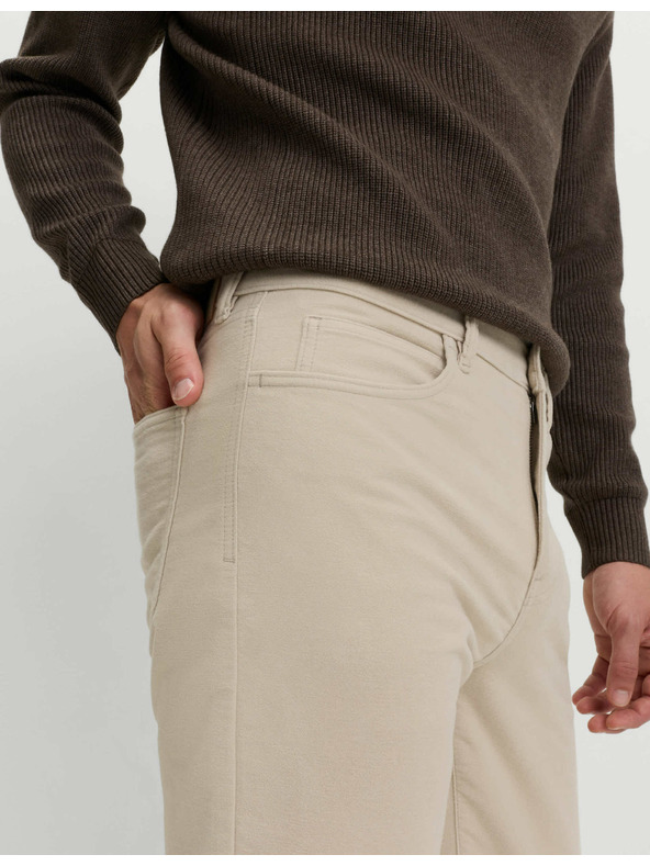 Marks & Spencer Talianske menčestrové nohavice rovného strihu, 5 vreciek Marks & Spencer béžová