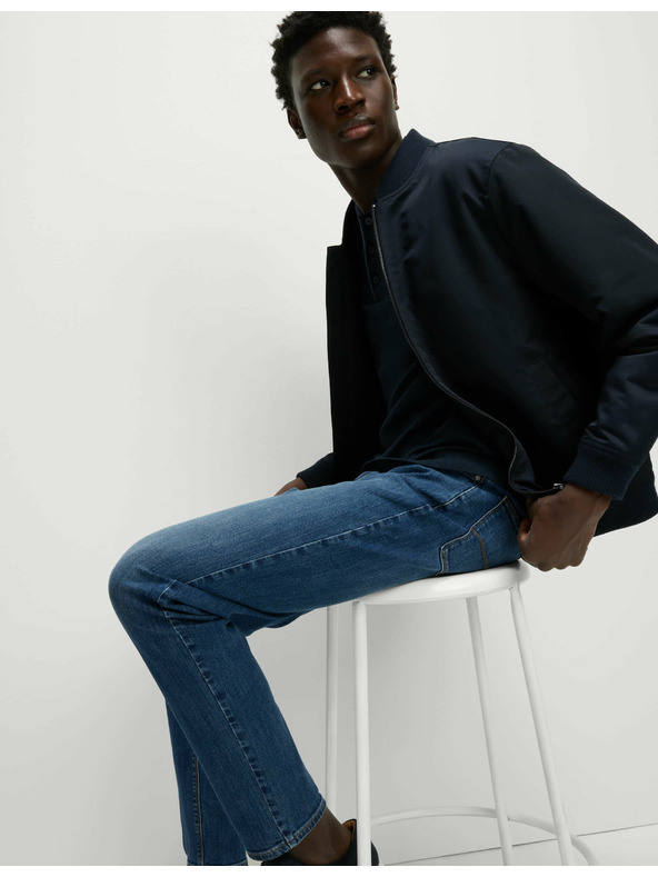 Marks & Spencer Strečové úzke nohavice chinos Marks & Spencer námornícka modrá