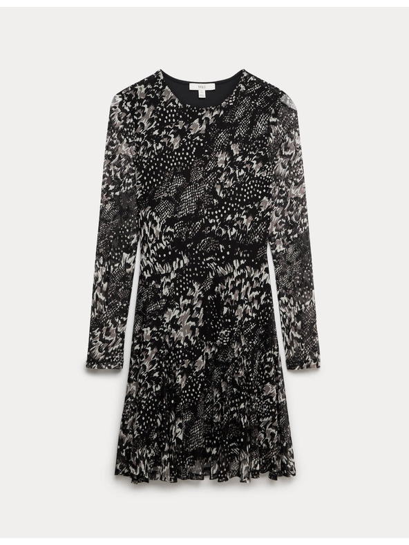 Marks & Spencer Mini šaty s potlačou zo sieťoviny Marks & Spencer čierna
