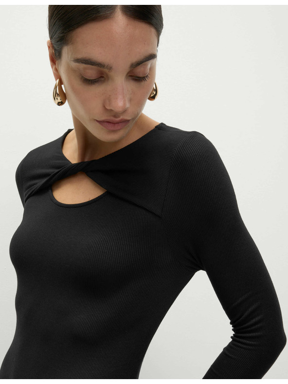 Marks & Spencer Žerzejové rebrované midi šaty stĺpového strihu Marks & Spencer čierna