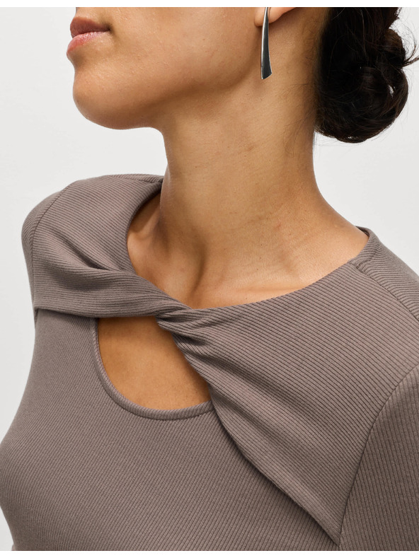 Marks & Spencer Žerzejové rebrované midi šaty stĺpového strihu Marks & Spencer hnedá