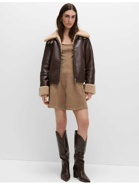 Marks & Spencer Pohodlné mini šaty s guľatým výstrihom zo žerzeja Marks & Spencer hnedá