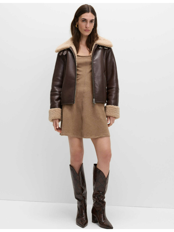 Marks & Spencer Pohodlné mini šaty s guľatým výstrihom zo žerzeja Marks & Spencer hnedá