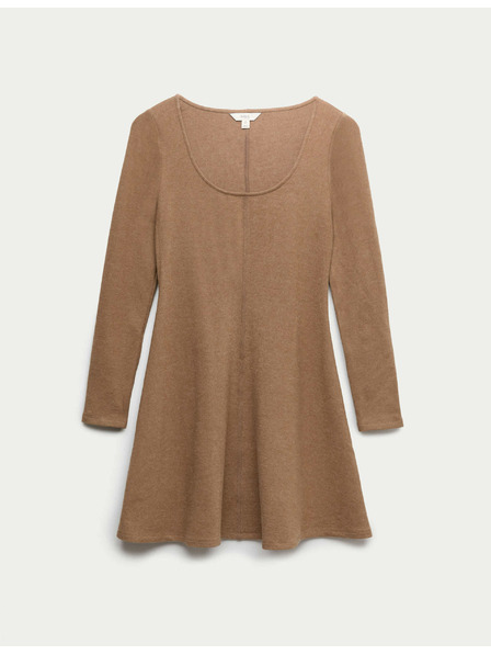 Marks & Spencer Pohodlné mini šaty s guľatým výstrihom zo žerzeja Marks & Spencer hnedá