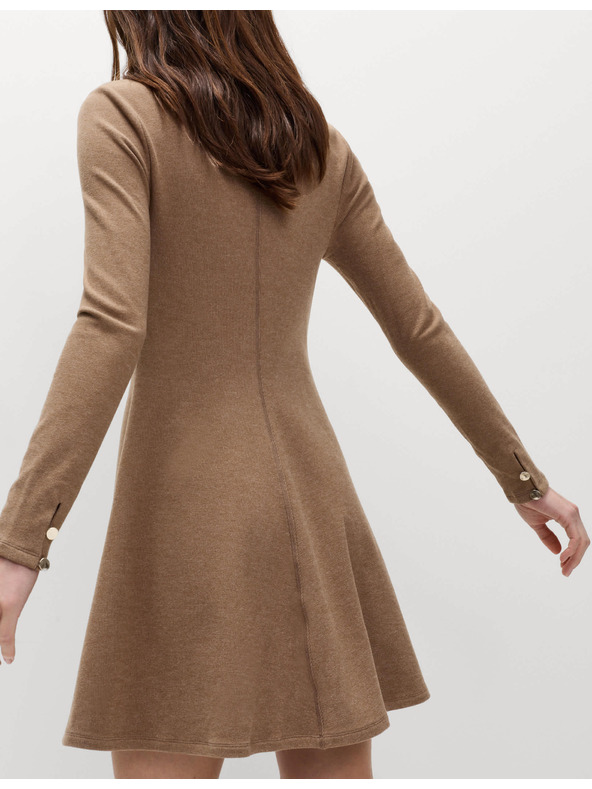 Marks & Spencer Pohodlné mini šaty s guľatým výstrihom zo žerzeja Marks & Spencer hnedá