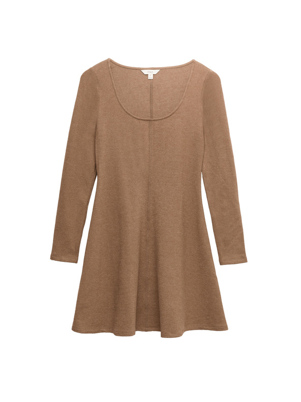 Marks & Spencer Pohodlné mini šaty s guľatým výstrihom zo žerzeja Marks & Spencer hnedá