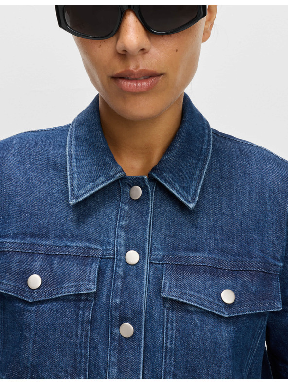 Marks & Spencer Džínsová košeľová minisukňa Marks & Spencer námornícka modrá