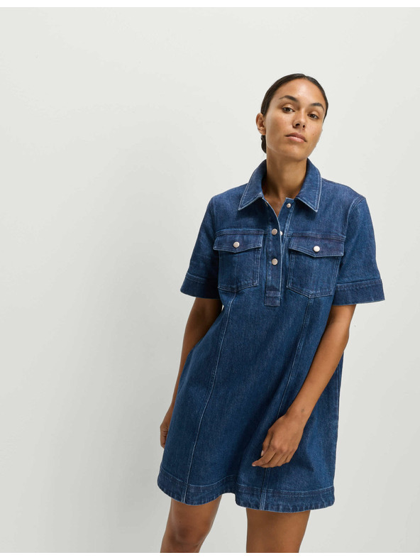 Marks & Spencer Džínsová košeľová minisukňa Marks & Spencer námornícka modrá