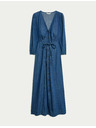 Marks & Spencer Džínsové neformálne midi šaty s výstrihom do V, zvýrazneným pásom a viazačkou Marks & Spencer námorná modrá