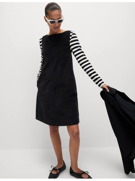 Marks & Spencer Splývavé menčestrové mini šaty z čistej bavlny Marks & Spencer čierna