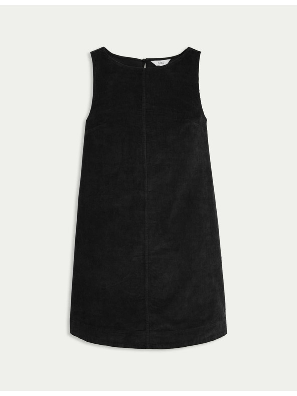 Marks & Spencer Splývavé menčestrové mini šaty z čistej bavlny Marks & Spencer čierna