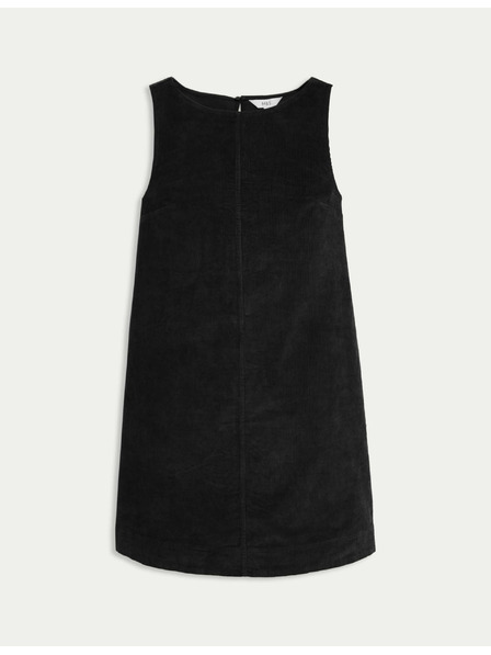 Marks & Spencer Splývavé menčestrové mini šaty z čistej bavlny Marks & Spencer čierna