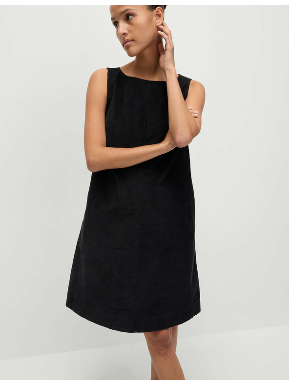 Marks & Spencer Splývavé menčestrové mini šaty z čistej bavlny Marks & Spencer čierna