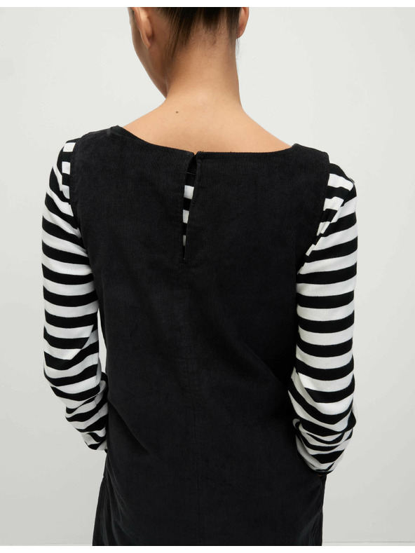 Marks & Spencer Splývavé menčestrové mini šaty z čistej bavlny Marks & Spencer čierna