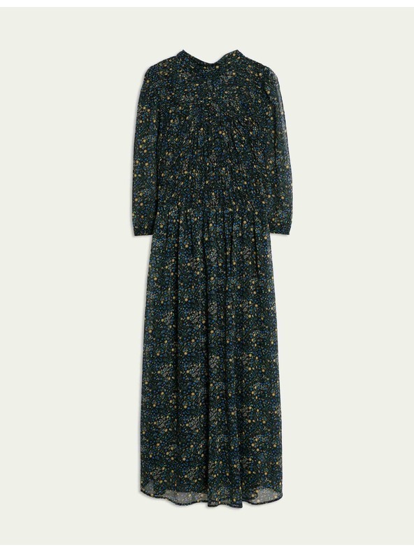 Marks & Spencer Kvetované nabierané midaxi šaty so zvýrazneným pásom a riasením Marks & Spencer čierna