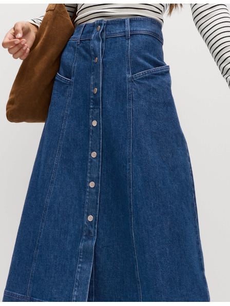 Marks & Spencer Kruhová džínsová midi sukňa s gombíkmi vpredu Marks & Spencer námorná modrá