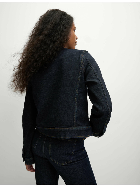 Marks & Spencer Zapínacia džínsová bunda bez goliera Marks & Spencer námorná modrá