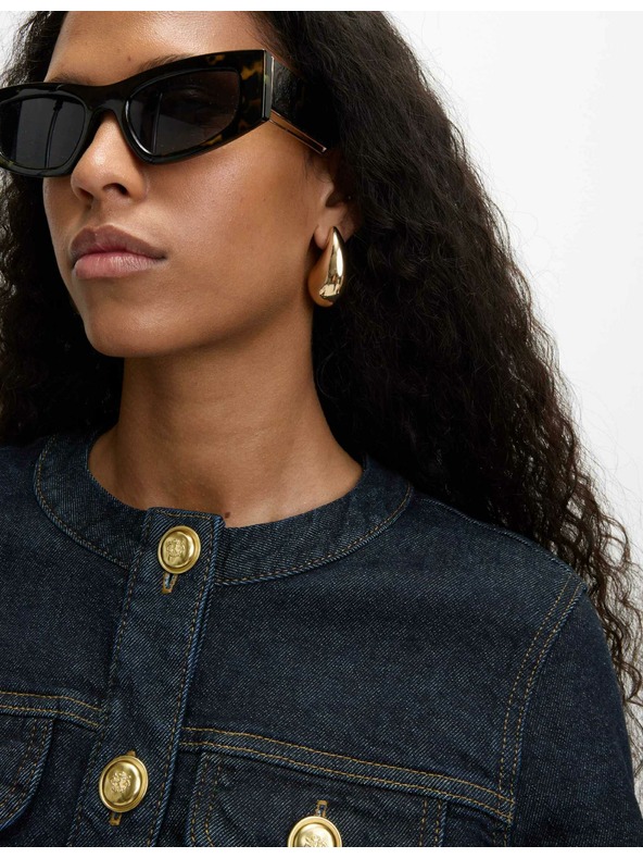 Marks & Spencer Zapínacia džínsová bunda bez goliera Marks & Spencer námorná modrá